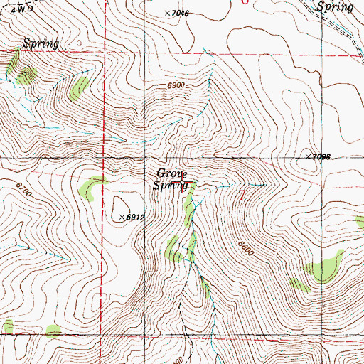 Topographic Map of Grove Spring, OR