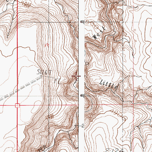 Topographic Map of Little Spring Creek, OR