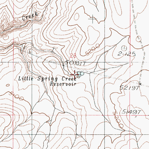 Topographic Map of Little Spring Creek Reservoir, OR