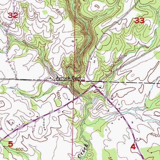 Topographic Map of Aycock Cemetery, AL