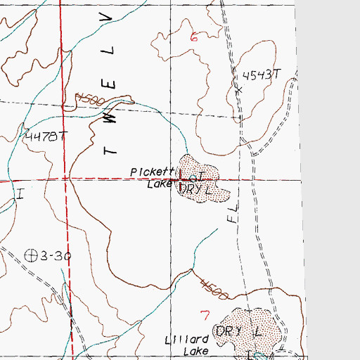 Topographic Map of Pickett Lake, OR