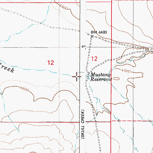 Topographic Map of Mustang Reservoir, OR