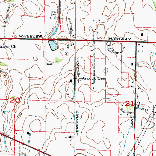 Topographic Map of Aycock Cemetery, AL