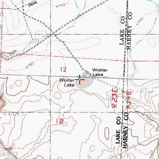 Topographic Map of Wolter Lake, OR