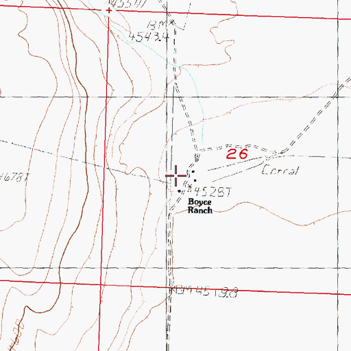 Topographic Map of Boyce Ranch, OR