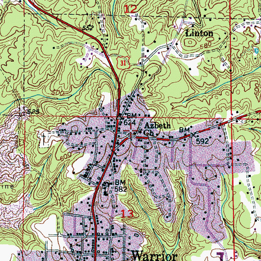Topographic Map of Azbeth Church, AL