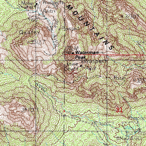 Topographic Map of Silver Hill Mine, AZ