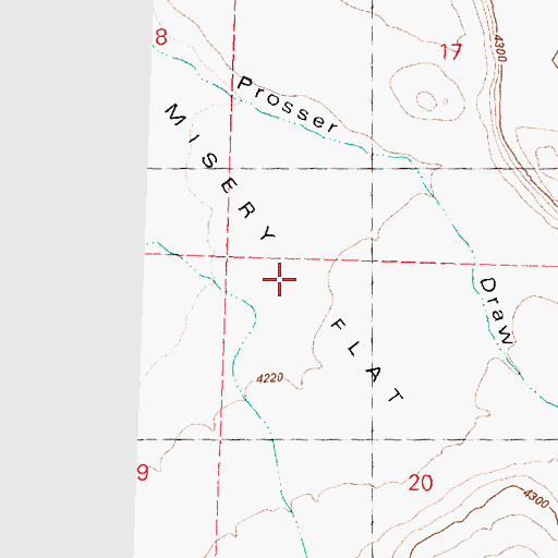 Topographic Map of Misery Flat, OR