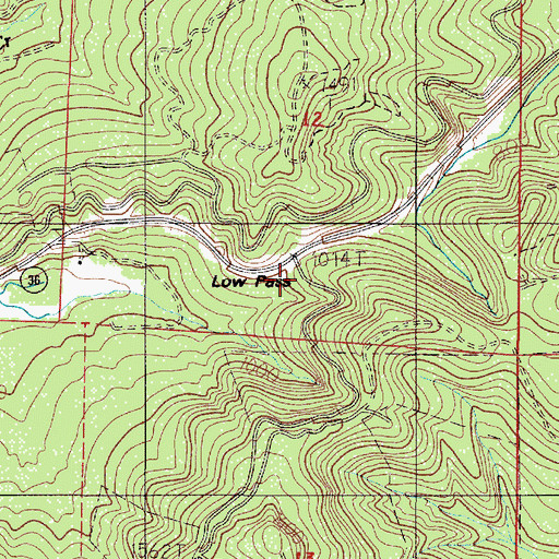 Topographic Map of Low Pass, OR