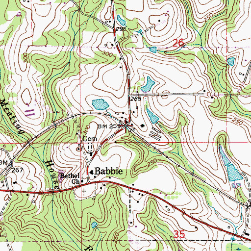 Topographic Map of Babbie, AL