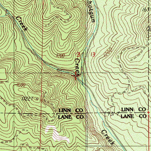 Topographic Map of Owl Creek, OR