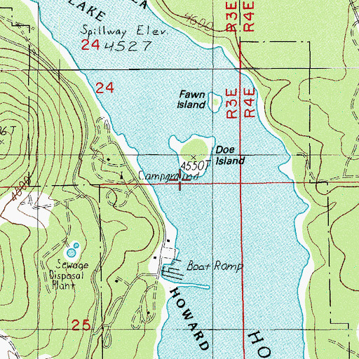 Topographic Map of Doe Island, OR