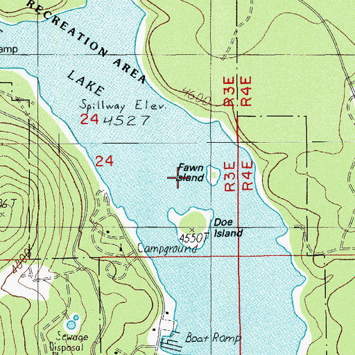 Topographic Map of Fawn Island, OR