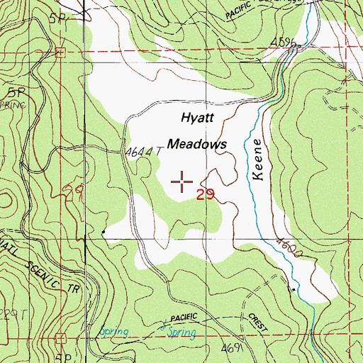 Topographic Map of Hyatt Meadows, OR