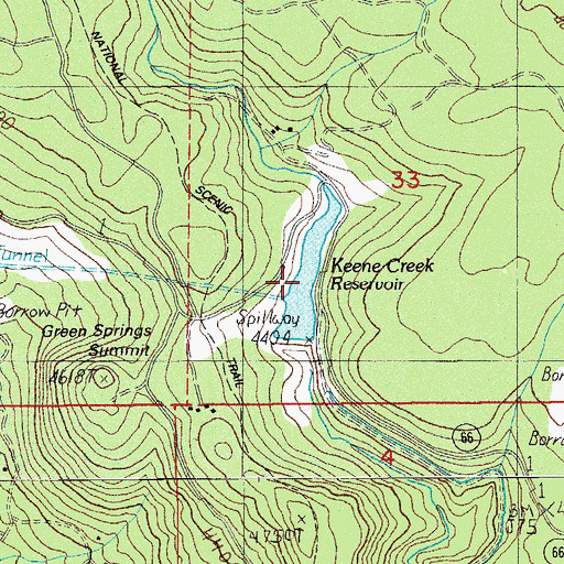 Topographic Map of Keene Creek Reservoir, OR