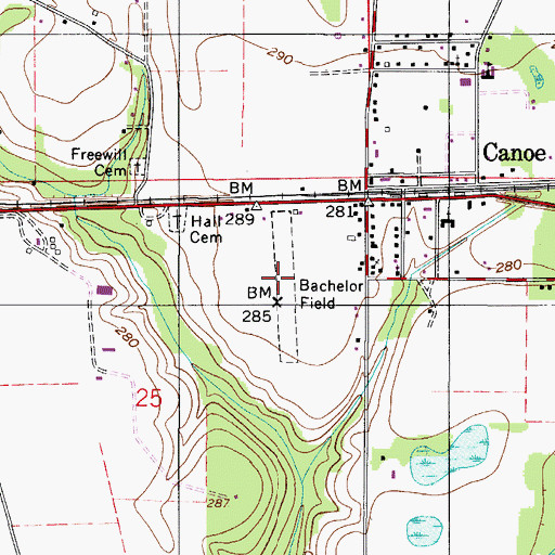 Topographic Map of Bachelor Field, AL