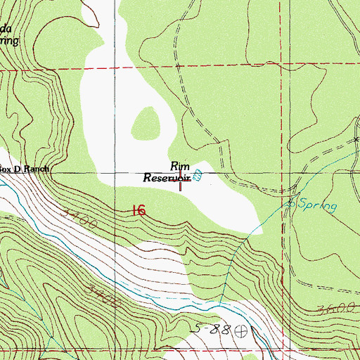 Topographic Map of Rim Reservoir, OR