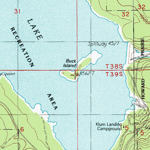 Topographic Map of Buck Island, OR