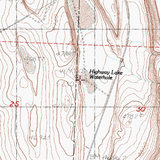 Topographic Map of Highway Lake Waterhole, OR