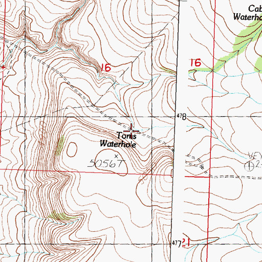 Topographic Map of Toms Waterhole, OR