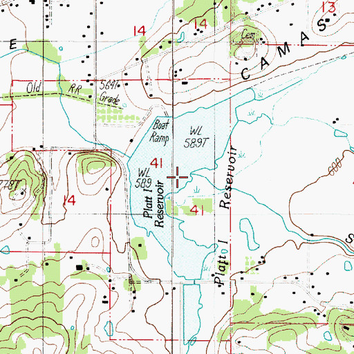 Topographic Map of Platt 1 Reservoir, OR