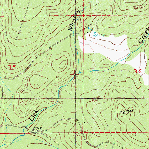 Topographic Map of Whiskey Creek, OR