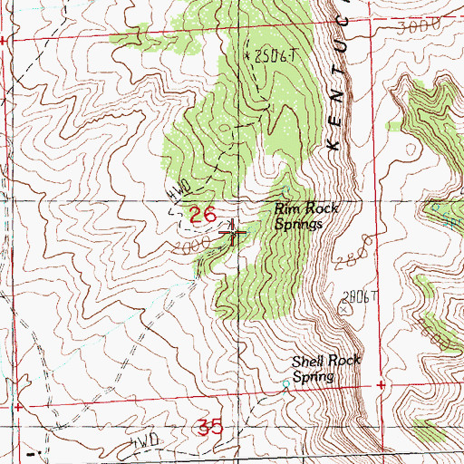 Topographic Map of Rim Rock Springs, OR