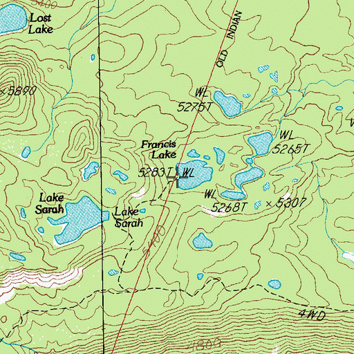 Topographic Map of Francis Lake, OR