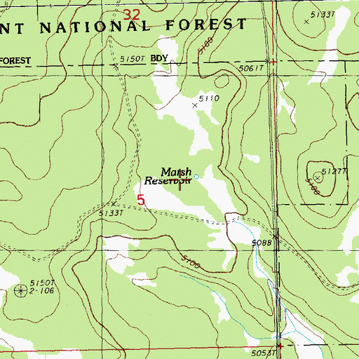 Topographic Map of Marsh Reservoir, OR