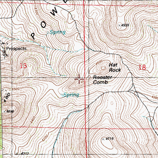 Topographic Map of Rooster Comb, OR