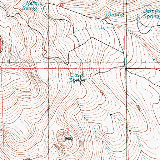 Topographic Map of Casey Spring, OR