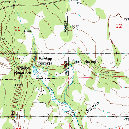 Topographic Map of Lewis Spring, OR