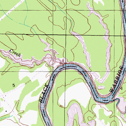 Topographic Map of Backbone Creek, AL