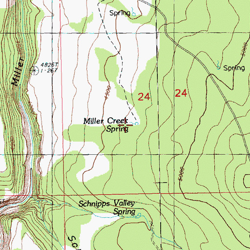 Topographic Map of Miller Creek Spring, OR