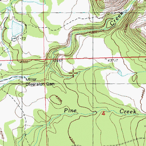 Topographic Map of Miller Diversion Dam, OR