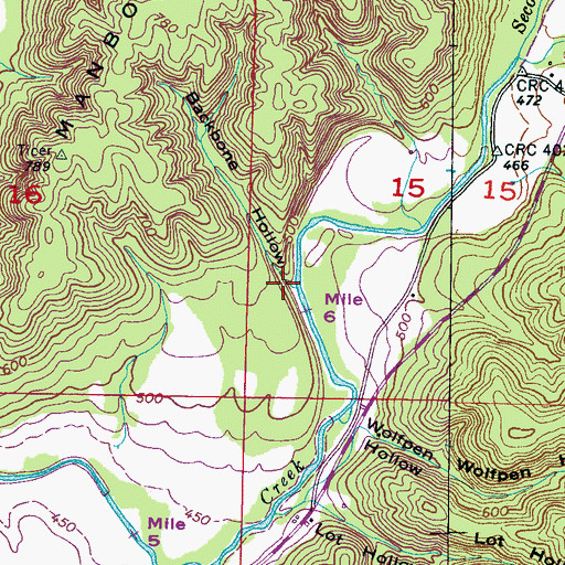 Topographic Map of Backbone Hollow, AL