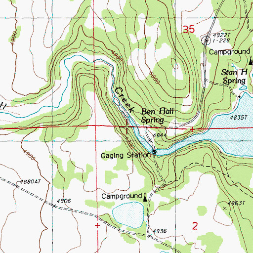 Topographic Map of Ben Hall Spring, OR
