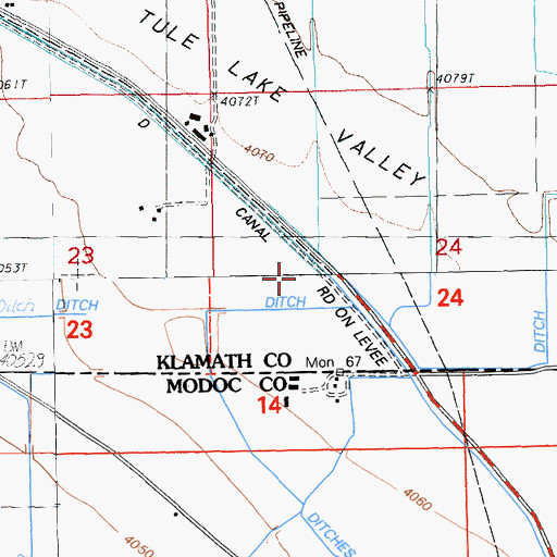 Topographic Map of Tule Lake Valley, OR