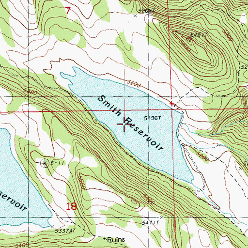 Topographic Map of Smith Reservoir, OR