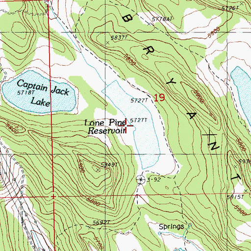 Topographic Map of Lone Pine Reservoir, OR