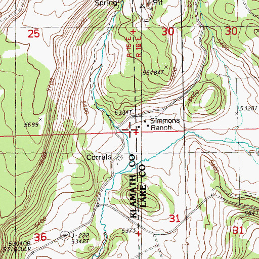 Topographic Map of Simmons Ranch, OR