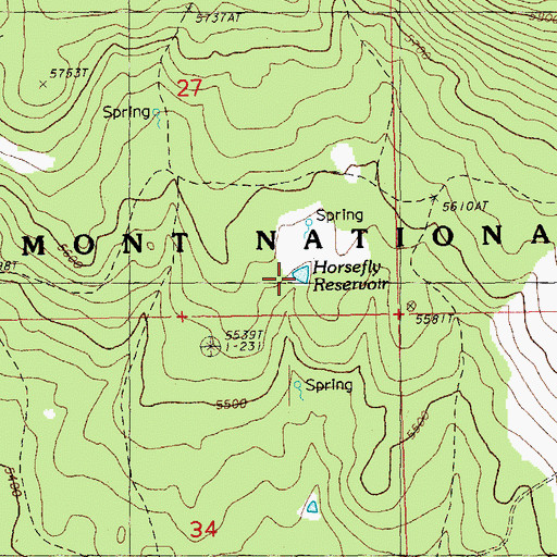 Topographic Map of Horsefly Reservoir, OR