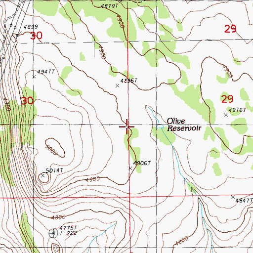 Topographic Map of Olive Reservoir, OR