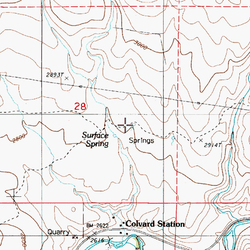 Topographic Map of Surface Spring, OR