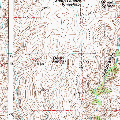 Topographic Map of Devils Spring, OR