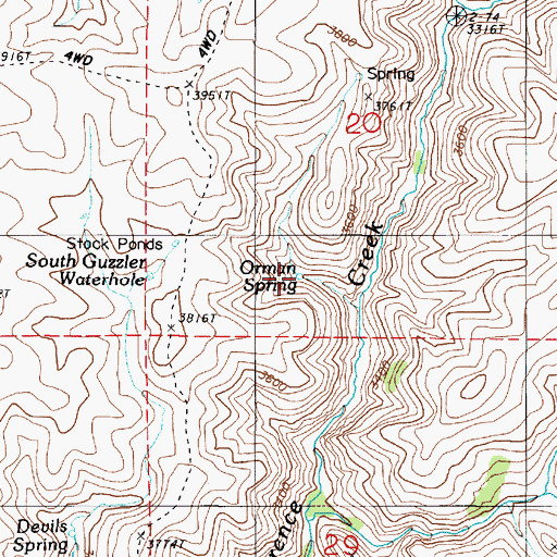 Topographic Map of Orman Spring, OR