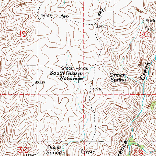 Topographic Map of South Guzzler Waterhole, OR