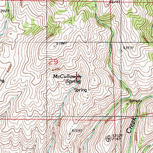 Topographic Map of McCullough Spring, OR