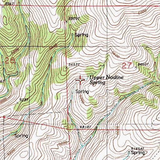 Topographic Map of Upper Nodine Spring, OR