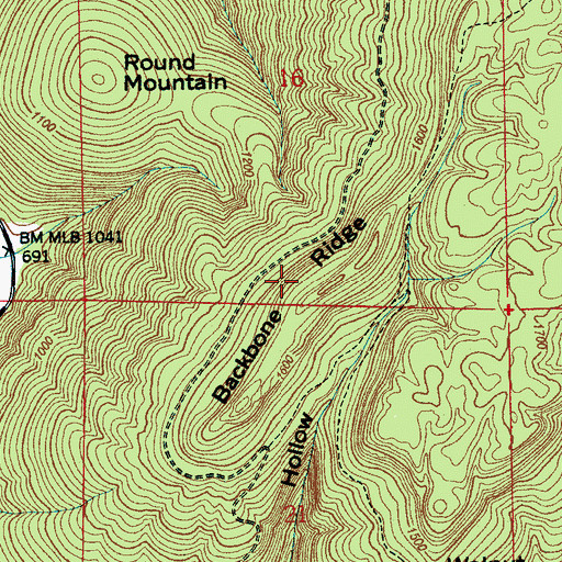 Topographic Map of Backbone Ridge, AL